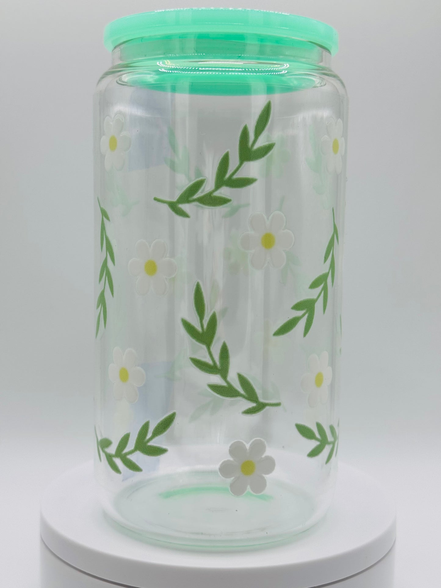 Verre en vitre réutilisable - feuilles vertes 🍃