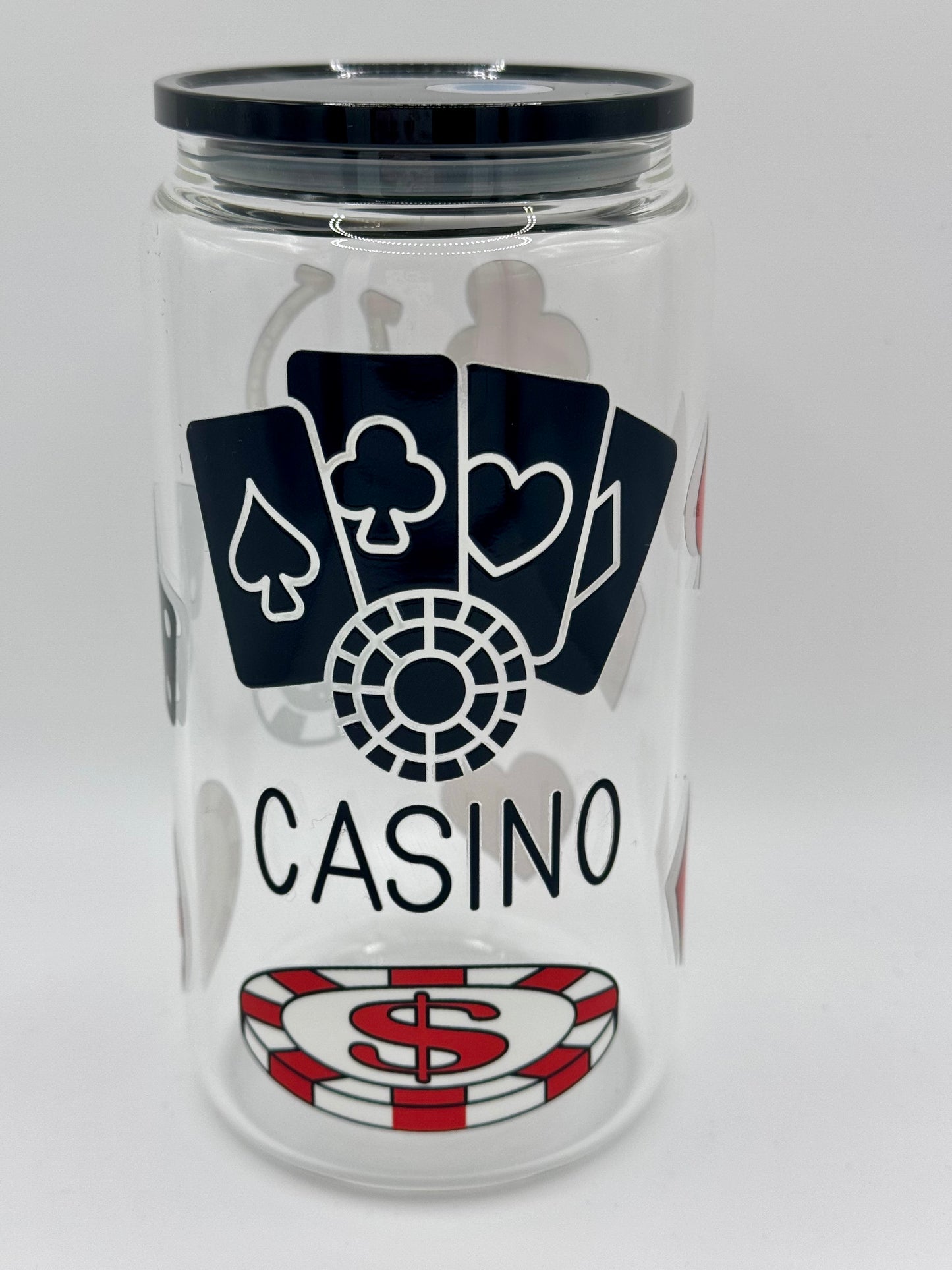 Verre en vitre réutilisable - Amateur de poker ♥️ ♣️