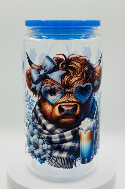 Verre réutilisable - vache d’hiver avec son breuvage