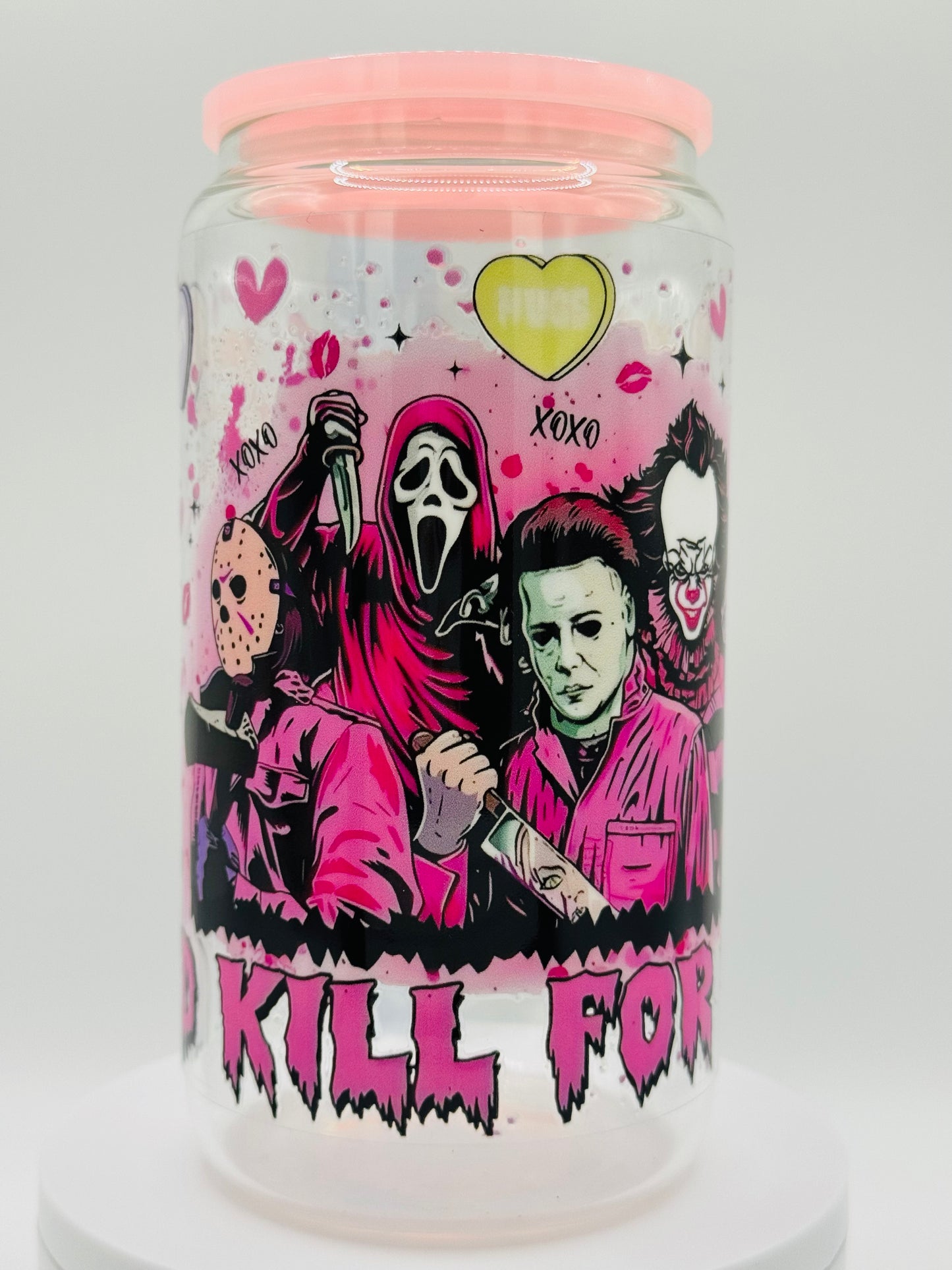 Verre en vitre réutilisable - Halloween 👻 Myers et ses amis