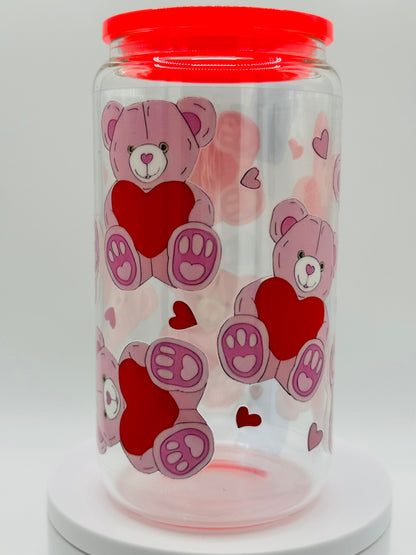 Verre en vitre réutilisable - Ourson rose 🧸