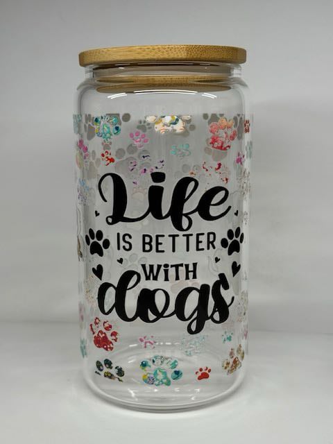 Verre en vitre réutilisable - Life is better with dogs