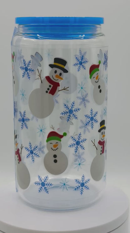 Verre réutilisable - Bonhomme de neige et ses flocons ❄️