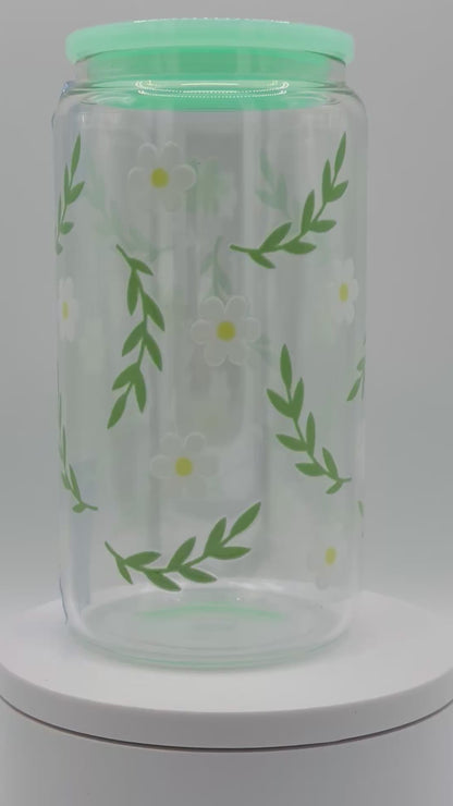 Verre en vitre réutilisable - feuilles vertes 🍃