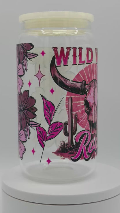Verre en vitre réutilisable - Wild West rose