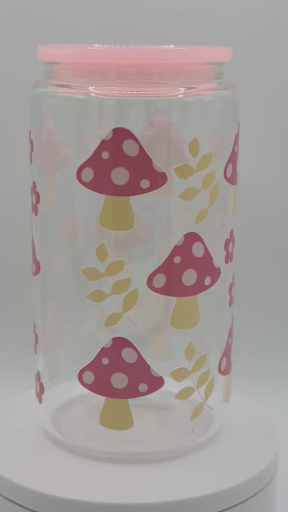 Verre en vitre réutilisable - joli champignon 🍄