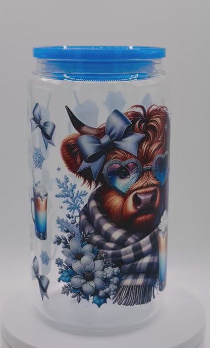 Verre réutilisable - vache d’hiver avec son breuvage