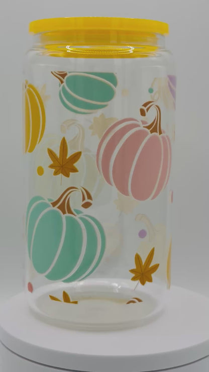 Verre en vitre réutilisable - Jolie citrouille colorée 🎃