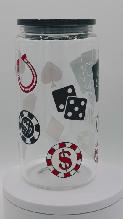 Verre en vitre réutilisable - Amateur de poker ♥️ ♣️
