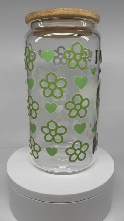 Verre en vitre réutilisable : I love matcha